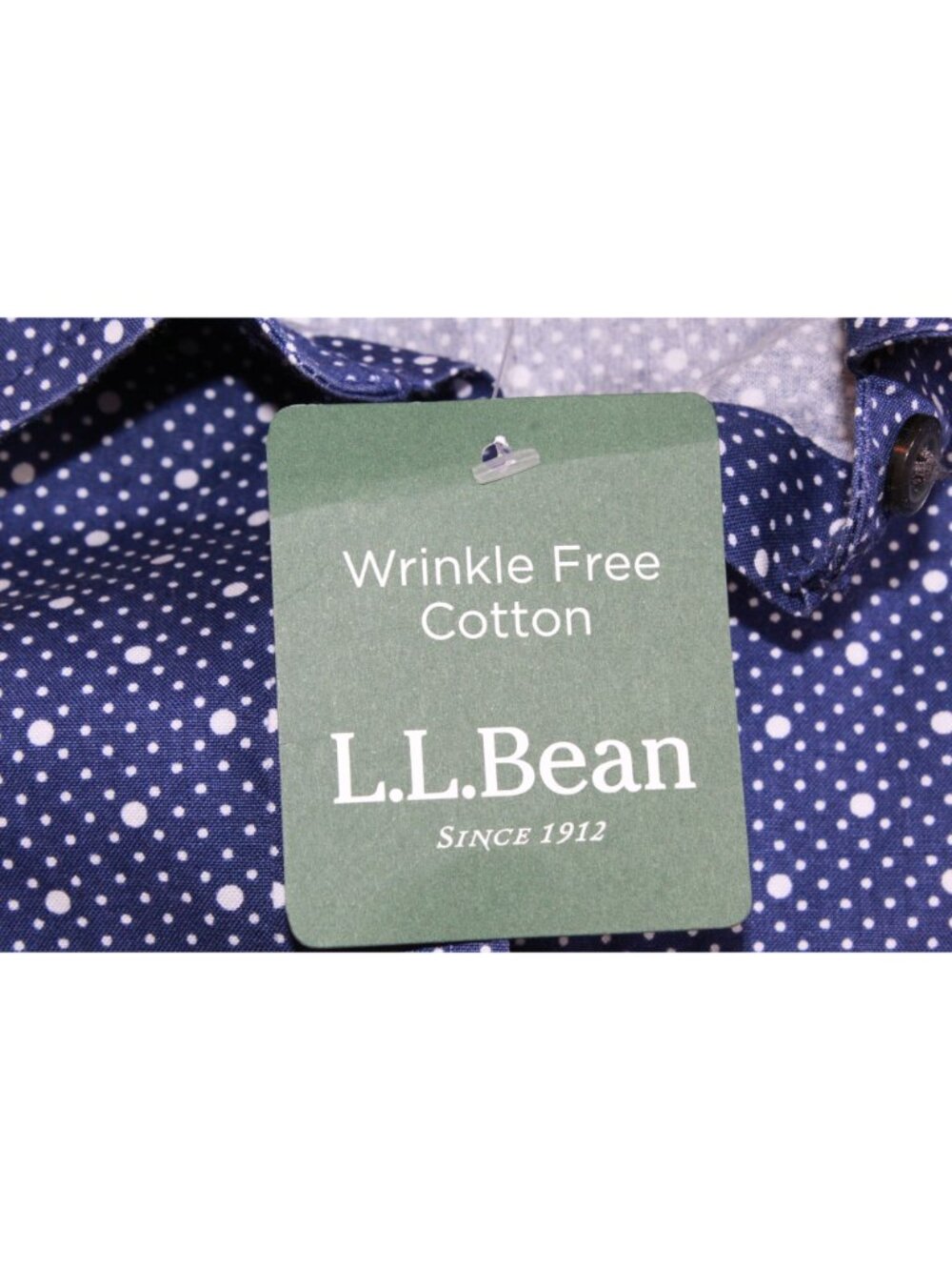 LL Bean Blue Polka Dot Button Down Shirt Wrinkle Free 100% Cotton XXS - Picture 9 of 14